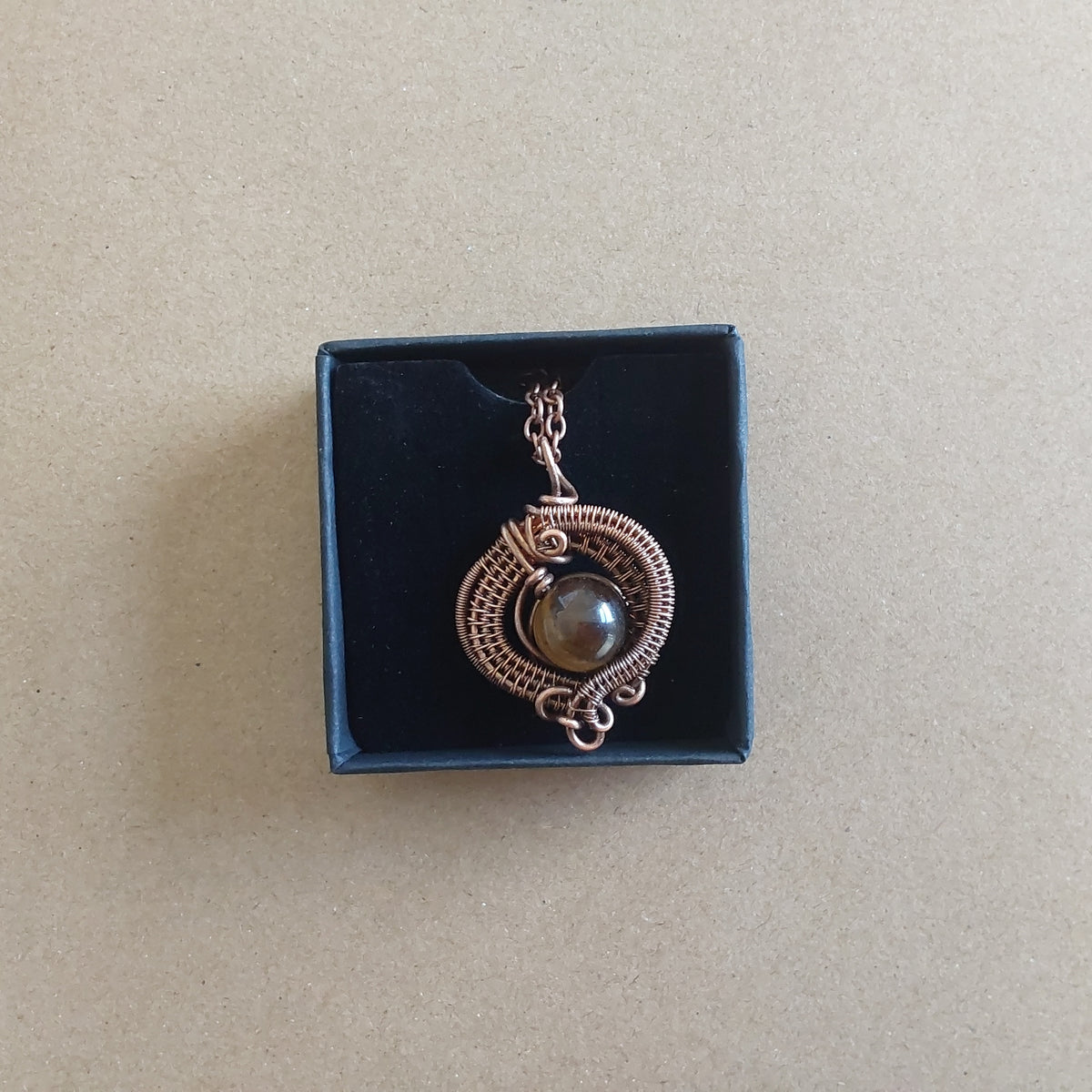 Wire weave Tigers Eye pendant