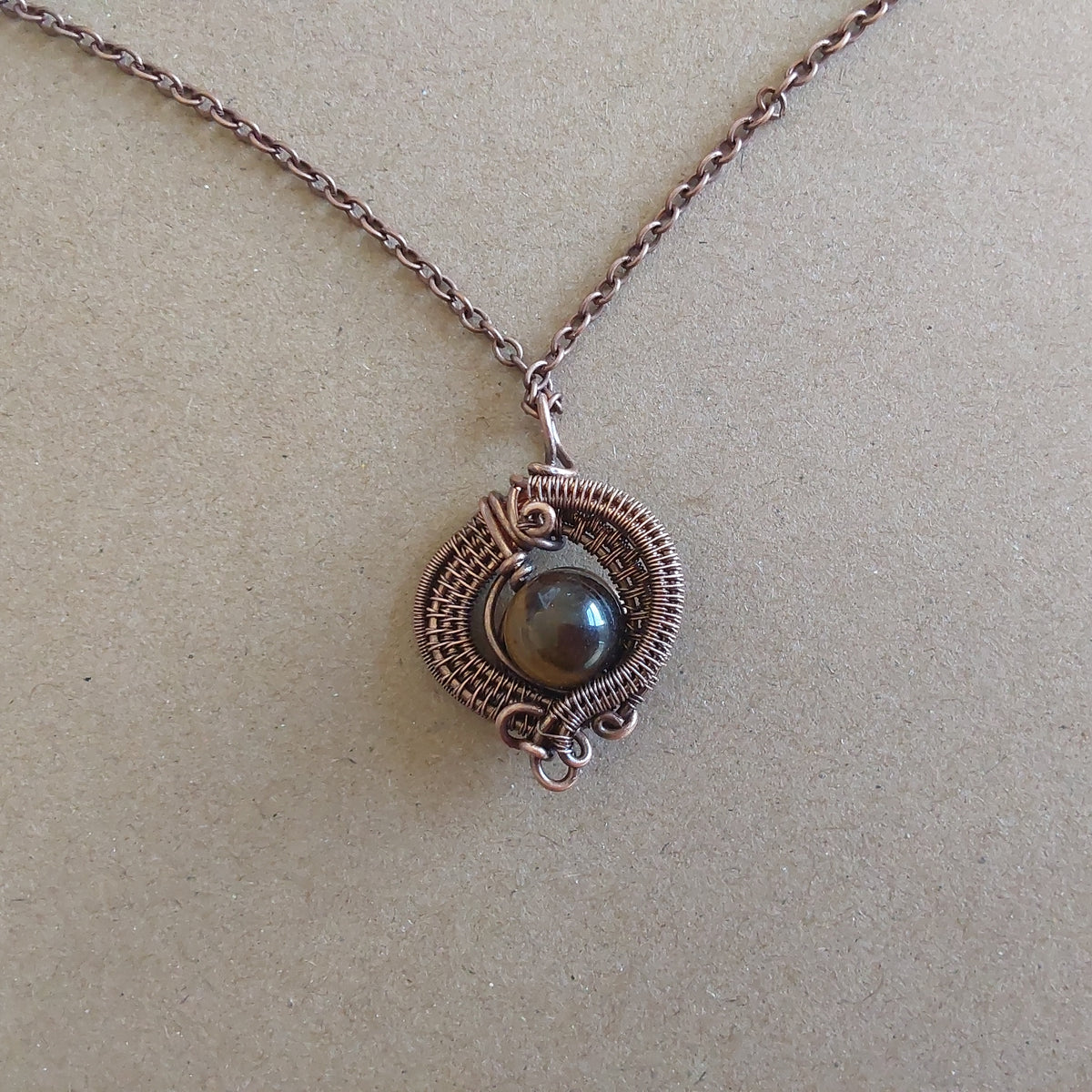 Wire weave Tigers Eye pendant